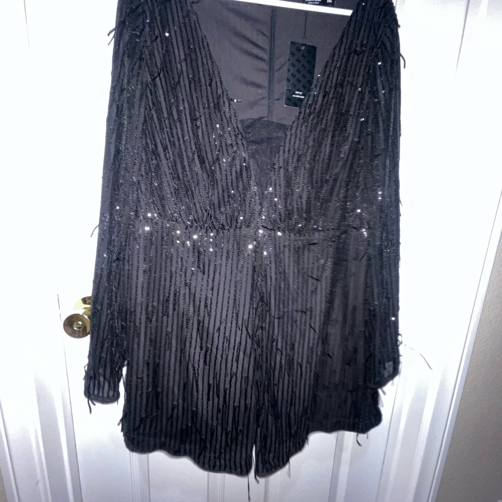 SHEIN Black Sequin Embellished Jumpsuit
